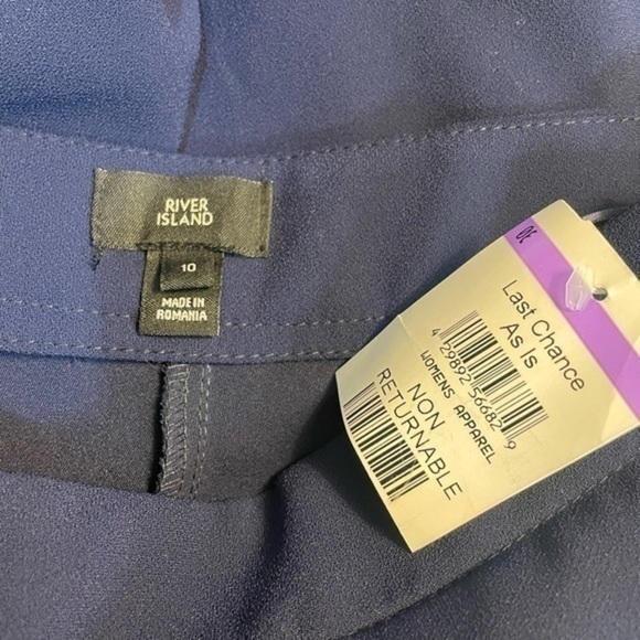 River Island Nordstrom Crepe Flare Leg Pants Trousers Navy Blue 6 NWT - Picture 7 of 10